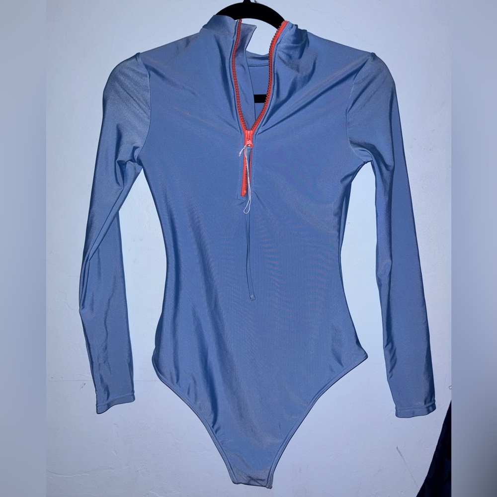 Blue and Orange Zip-Up Polo Bodysuit